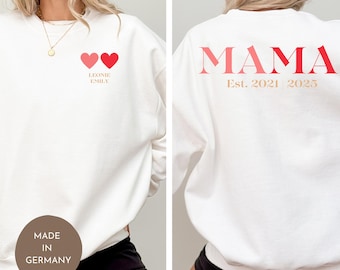 Geschenk für Mama Personalisierter Mama Muttertags Sweater Mama Pullover “Mama” mit Kinder Name Jahreszahl Muttertagsgeschenk Sweatshirt
