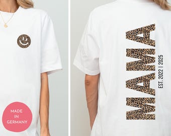Trendy Leo-Print T-Shirt Mama with Year Leo-Print Stylish Gift for Mothers Mother's Day Shirt Leo Pattern Individual Mama Shirt