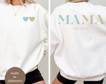 Personalisierter Damen Pullover “Mama” mit Jahreszahl & Herzen Individuelles Geschenk für Mütter Muttertags-Sweatshirt Mama Custom Sweater