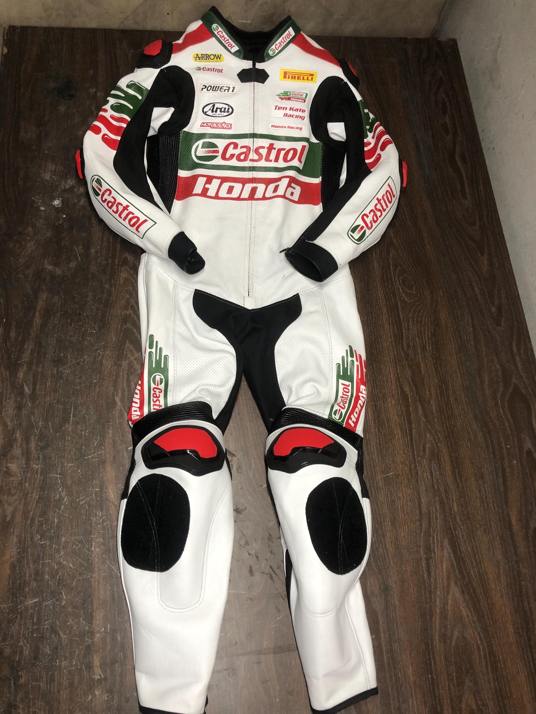 Vintage Honda Castrol Leather Racing Suit | Armored Motocore Biker
