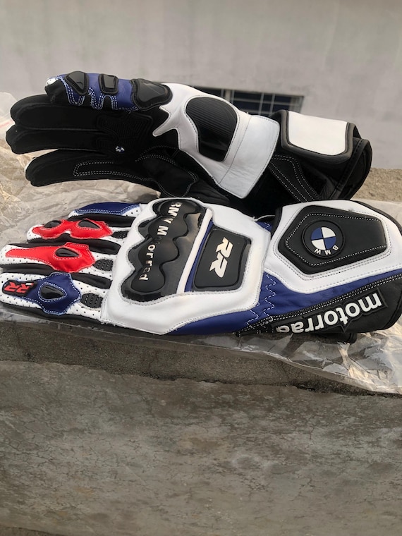 Honda BMW  Motorrad Motorbike Motorcycle Racing Leather Gloves, Protective knuckles