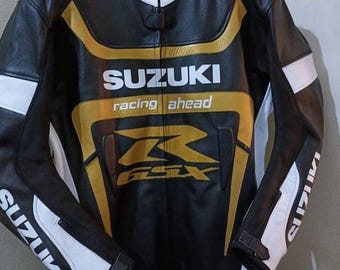 Suzuki GSX Leather Motorcycle Suit| Custom Armored Race Suit