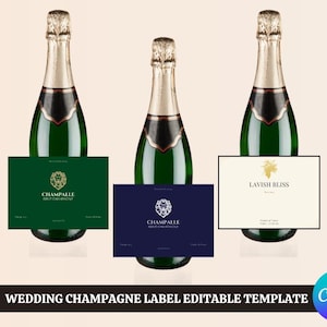 Editable Champagne Label Template | Custom Gift Label for Bridesmaids, Birthdays & Weddings | Canva Champagne Sticker Download