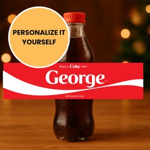 DIY Editable Custom Coke Bottle Label | Personalized Cola Label Template, Canva Editable Drink Wrap, Party Favor, Unique Gift Label