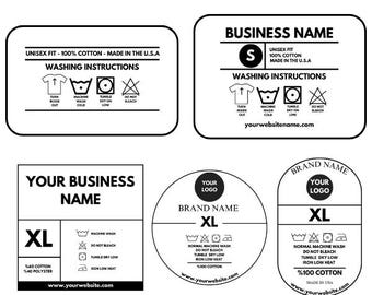 5 Editable Clothing Tag Bundle | Custom DIY Neck Label | Garment Care Tag | Washing Instructions | Canva Template | Digital Download | Tag