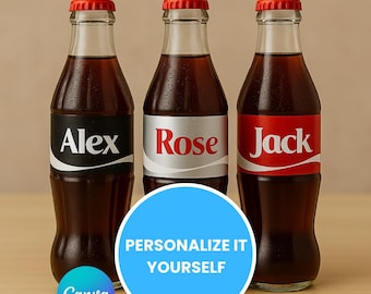 3-in-1 Custom Cola Bottle Labels | Editable Coke, Cola Light & Zero Templates, Canva Drink Labels, DIY Soda Label, Party Favor, Digital File