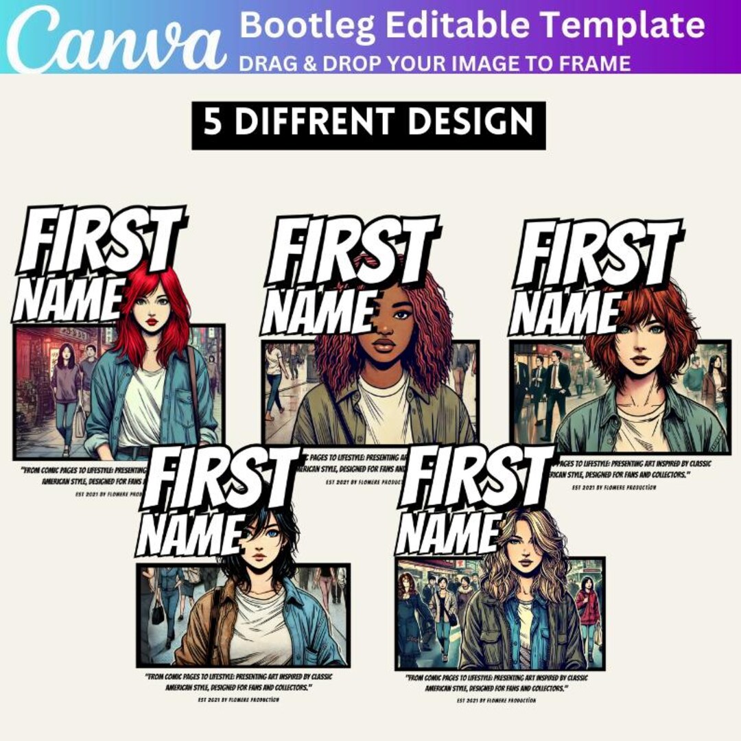 5 Editable Bootleg Rap T-shirt Design | Custom Canva Template | DIY Hip ...