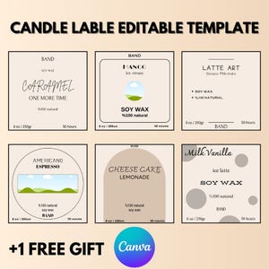 6 Editable Candle Label Bundle | Canva Label Template | Custom Candle Labels | Minimalist Candle Packaging | Digital Download | Label Design