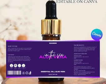 Essential Oil Bottle Label Template +6 | Editable Dropper Bottle Label | Custom Oil Bottle Labels | Canva Template | Digital Download