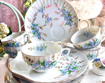 Vintage Tennis Set Lunch Set Forget Me Nots Pattern Sold Separately