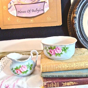 Vintage Tea Party Cottage Rose Cream and Sugar Set
