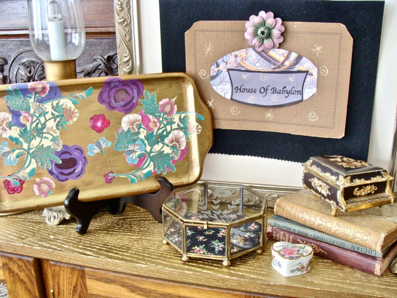 Vintage Eclectic Four Piece Vanity Trinket Box Music Box Jewelry Box