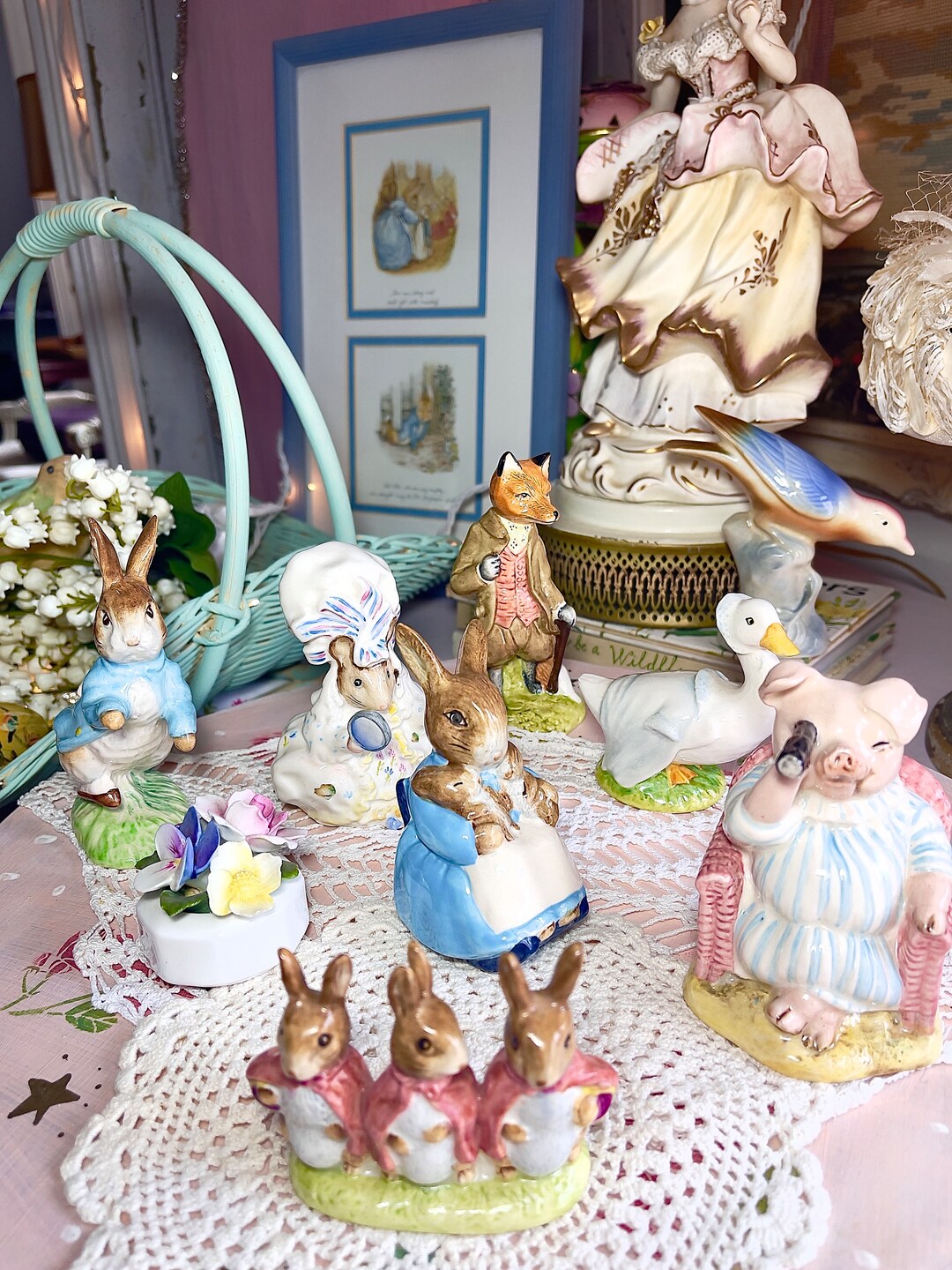 ビンテージBeatrix Potter's Mrs.Rabbit&Bunnies Mrs Rabbit & Bunnies Beatrix Potter John Beswick Studio Of