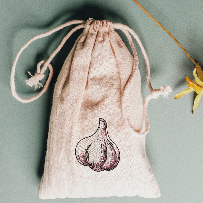Garlic Embroidery Pattern Garlic Machine Embroidery Design: Kitchen Herb Art (instant Download, 4 ...