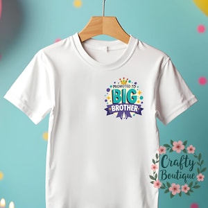 Promoted To Big Brother T Shirt, Baby Announcement Tee, New Sibling Shirt, Big Bro Gift, Pregnancy Reveal, Brother T Shirt - 1170