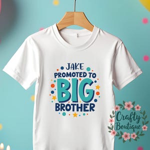 Promoted To Big Brother T Shirt, Baby Announcement Tee, Personalised Sibling Shirt, Big Bro Gift, Pregnancy Reveal, Brother T Shirt - 1171