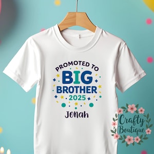 Promoted To Big Brother T Shirt, Baby Announcement Tee, Personalised Sibling Shirt, Big Bro Gift, Pregnancy Reveal, Brother T Shirt - 1178