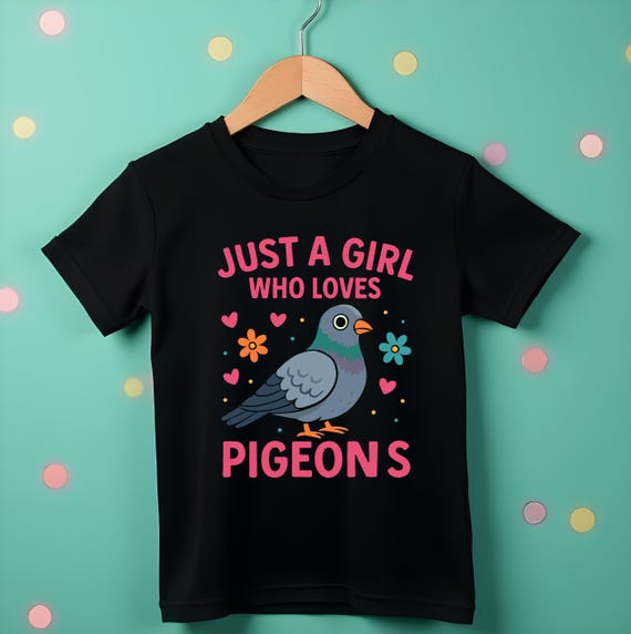 Just a Girl Who Loves Pigeons T-Shirt | Cute Pigeon Lover Tee for Girls - 2056