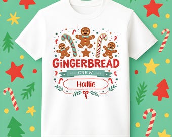 Gingerbread Crew T-Shirt, Fun Festive Top, Matching Group Hoodies, Christmas Party, Family Holiday, Lapland Gift T-Shirt - 1961