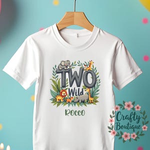 2nd Birthday t-shirt, Two Wild Shirt, Personalised Birthday Gift, 2 Year Old Jungle Theme Tee, Boys Party T-Shirt, I am Two Outfit - 1238