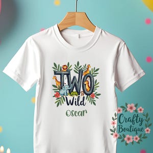 2nd Birthday t-shirt, Two Wild Shirt, Personalised Birthday Gift, 2 Year Old Jungle Theme Tee, Boys Party T-Shirt, I am Two Outfit - 1237