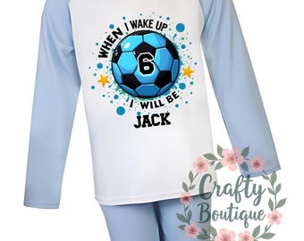 Boy's Birthday PJs, ANY AGE Football PJs , Boys Football Shirt, When I Wake Up 6th, 7th, 8th Birthday Pajamas - 1987
