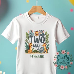 2nd Birthday t-shirt, Two Wild Shirt, Personalised Birthday Gift, 2 Year Old Jungle Theme Tee, Boys Party T-Shirt, I am Two Outfit - 1239