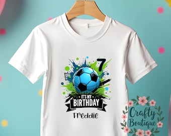 男の子用フットボールバースデートップ、あらゆる年齢のシャツ、男の子用フットボールシャツ、It's My Birthday、パーソナライズされた6歳、7歳、8歳、10歳の誕生日Tシャツ - 285045