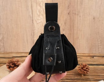 Personalization Viking Leather Skirt Hikes, Medieval Viking Hip Bag, Larp Cosplay Accessories for Ren Fair, Fantasy Cosplay Waist Bag
