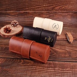 Personalized Leather Glasses Case – Custom Sunglasses Box with Pattern or Initials – Handmade Eyewear Case, Unique Gift for Men & Women