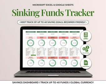 Sinking Funds Tracker: Savings Goal Planner (Google Sheets & Excel)