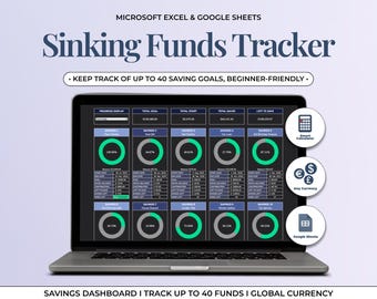 Sinking Funds Tracker Spreadsheet, Savings Goal Planner (Google Sheets & Excel)