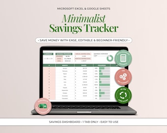 Monthly Savings Planner Spreadsheet, Blush Pink Palette, Simple Savings Tracker, Personal Finances, Financial Planner Easy, Gsheet and Excel