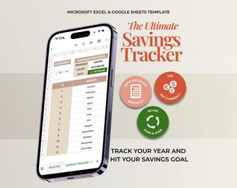 Savings Tracker Spreadsheet: Google Sheets and Microsoft Excel (Digital Download)