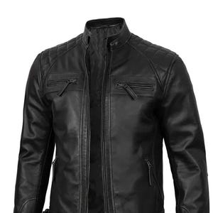 Veste classique en cuir véritable Diamond pour homme | Veste de moto vintage | Veste en cuir homme | Blouson en cuir noir haut de gamme |