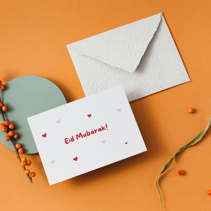 Gedrukte Eid-kaart, Eid Mubarak Afdrukbare kaart - hartontwerp - Eid-groet direct downloaden - Digitale Eid-kaart voor familie of vrienden