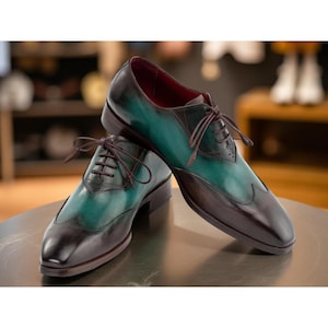 Men’s Handmade Leather Oxford Shoes – Patina Wingtip Design