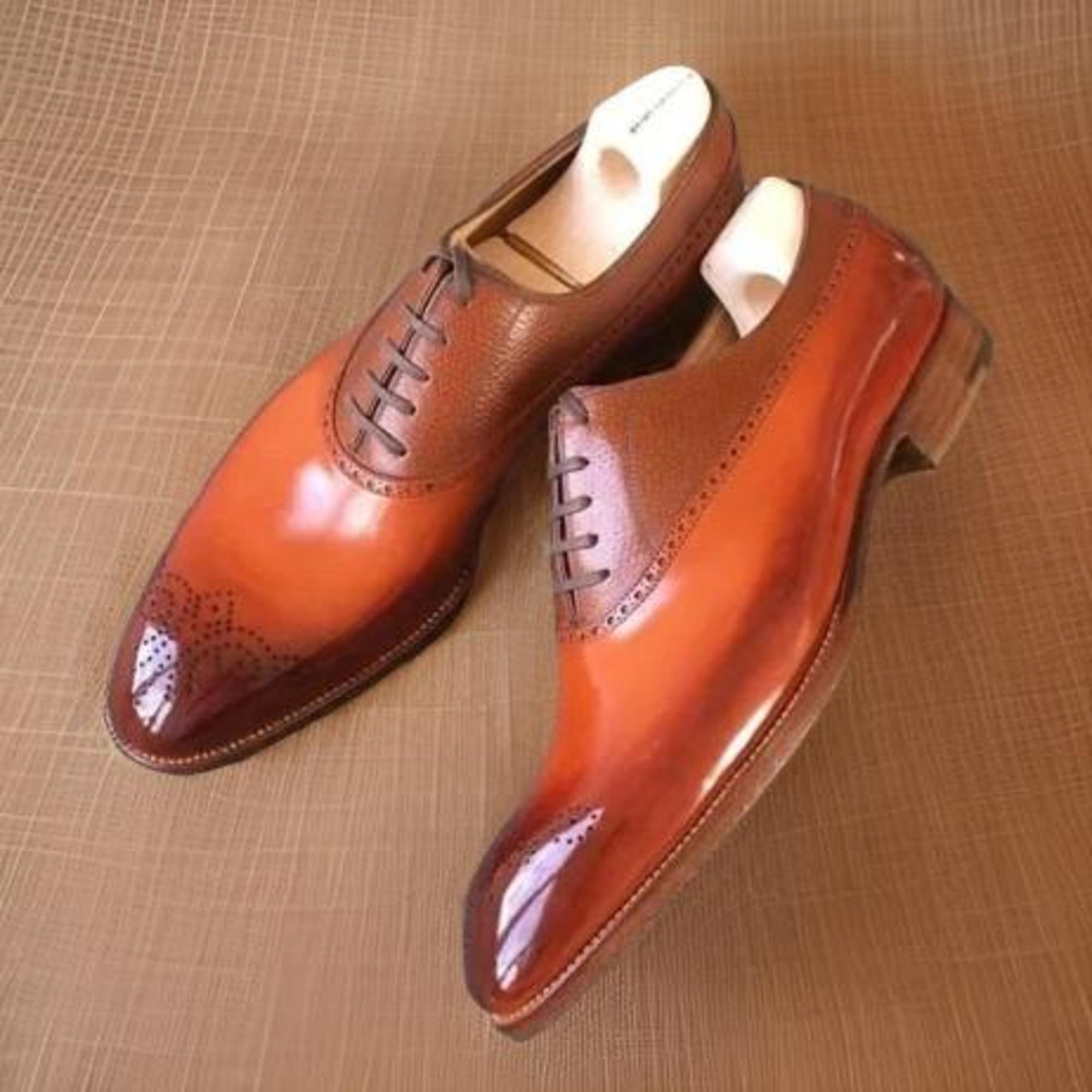 slim fit dress slacks Cognac Classic Brogue Derby – Premium Men's Leather Dress Shoes. – HolloMen main image 0