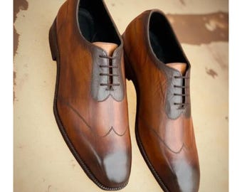 Men’s Handmade Leather Lace-Up Dress Shoes – Pointed Toe Formal Wedding Shoes
