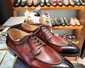 Handmade Men's Brown Split-Toe Dress Shoes – Classic & Elegant
