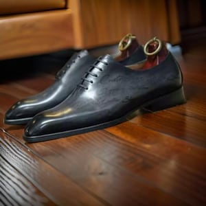 Handmade Gray Oxford Leather Shoes – Custom Lace-Up Dress Shoes
