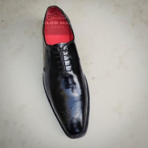 Men&#39;s Handmade Calf Leather Oxford Brogue Shoes