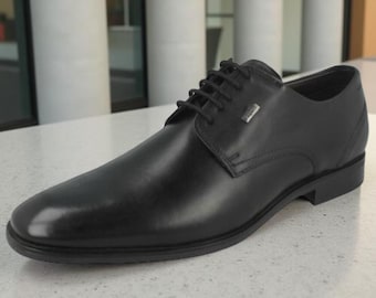 Men’s Handmade Black Leather Lace-Up Shoes