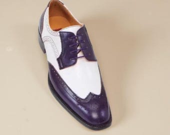 Purple and White Two-Tone Wingtip Oxfords Men main image 3