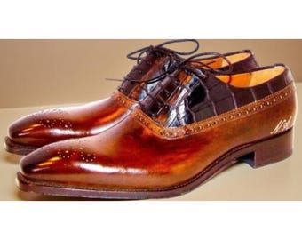 Men’s Handmade Two-Tone Leather Oxford Dress Shoes