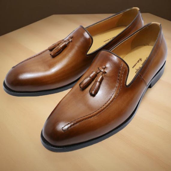 Handmade Italian Leather Tassel Loafers | Full Grain Cowhide  display picture 3