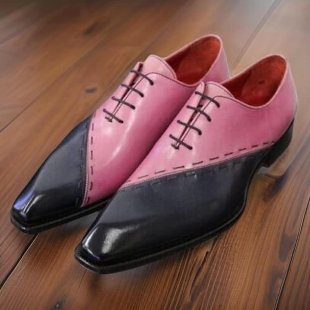 Elegant Black and Pink Men\'s Oxfords Handmade Men main image 4