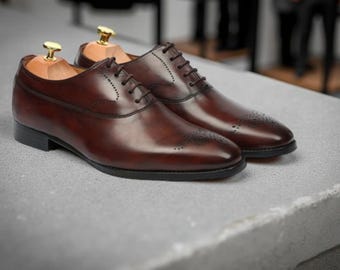 Scarpe brogue da uomo fatte a mano in pelle marrone – Scarpe eleganti