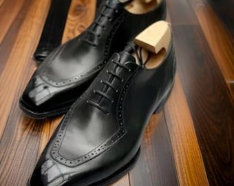 Handmade Black Leather Dress Shoes for Men – Formal Office & Business Wear