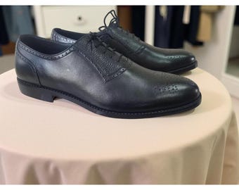 Men’s Handmade Black Leather Oxford Shoes – Bespoke Lace Up Design